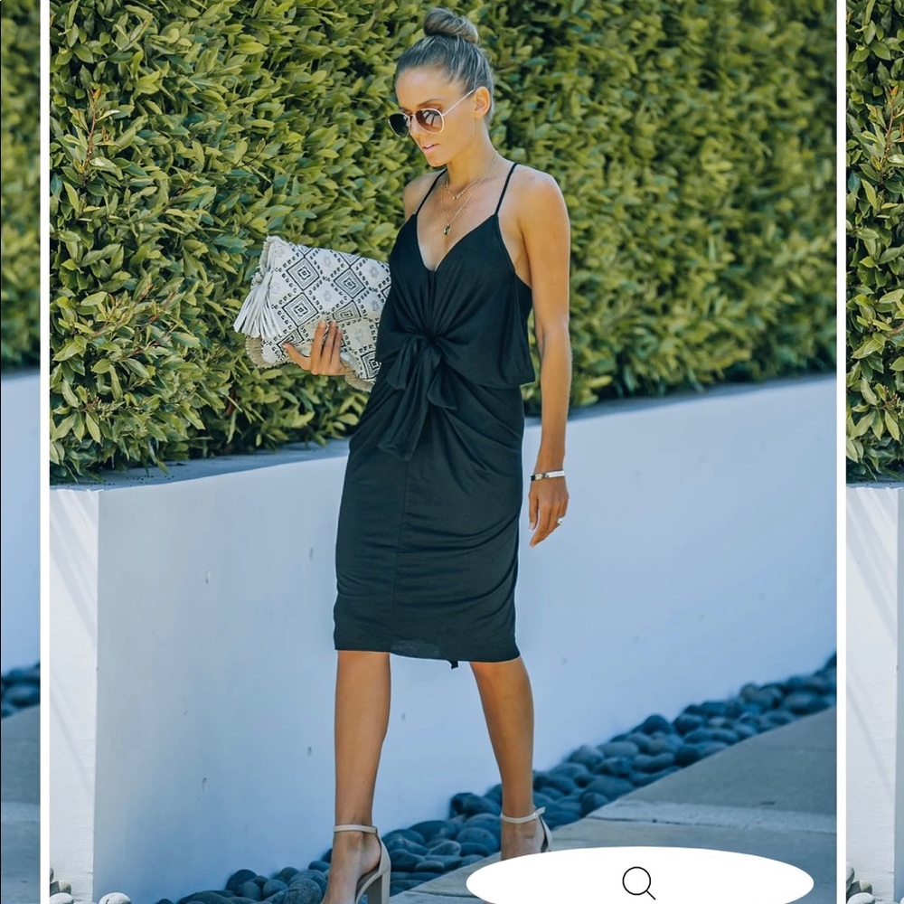 TIE FRONT KNIT MIDI DRESS - NEW WITH TAGS